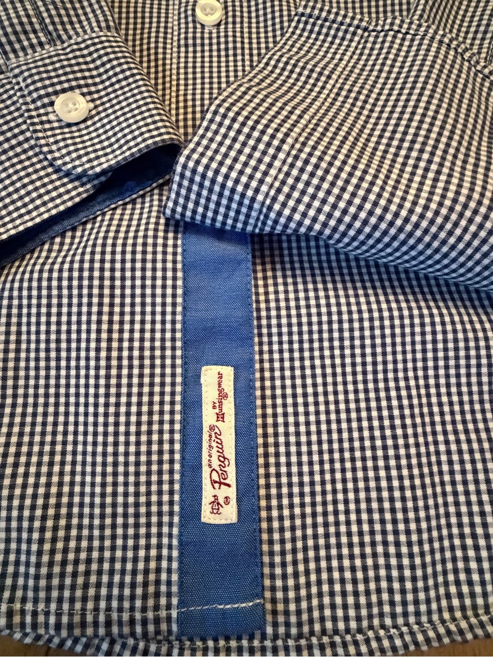 Original Penguin Medium Navy and White Gingham Button Down - Picture 6 of 7